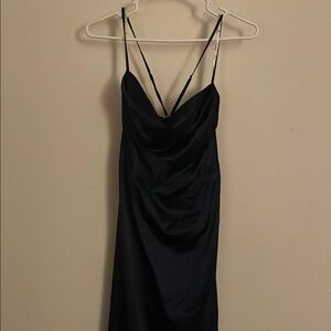 Elegant Navy Satin Dress